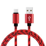 1M Grid Braided Cotton Fast USB Type C USB Data Charger Charging Cable