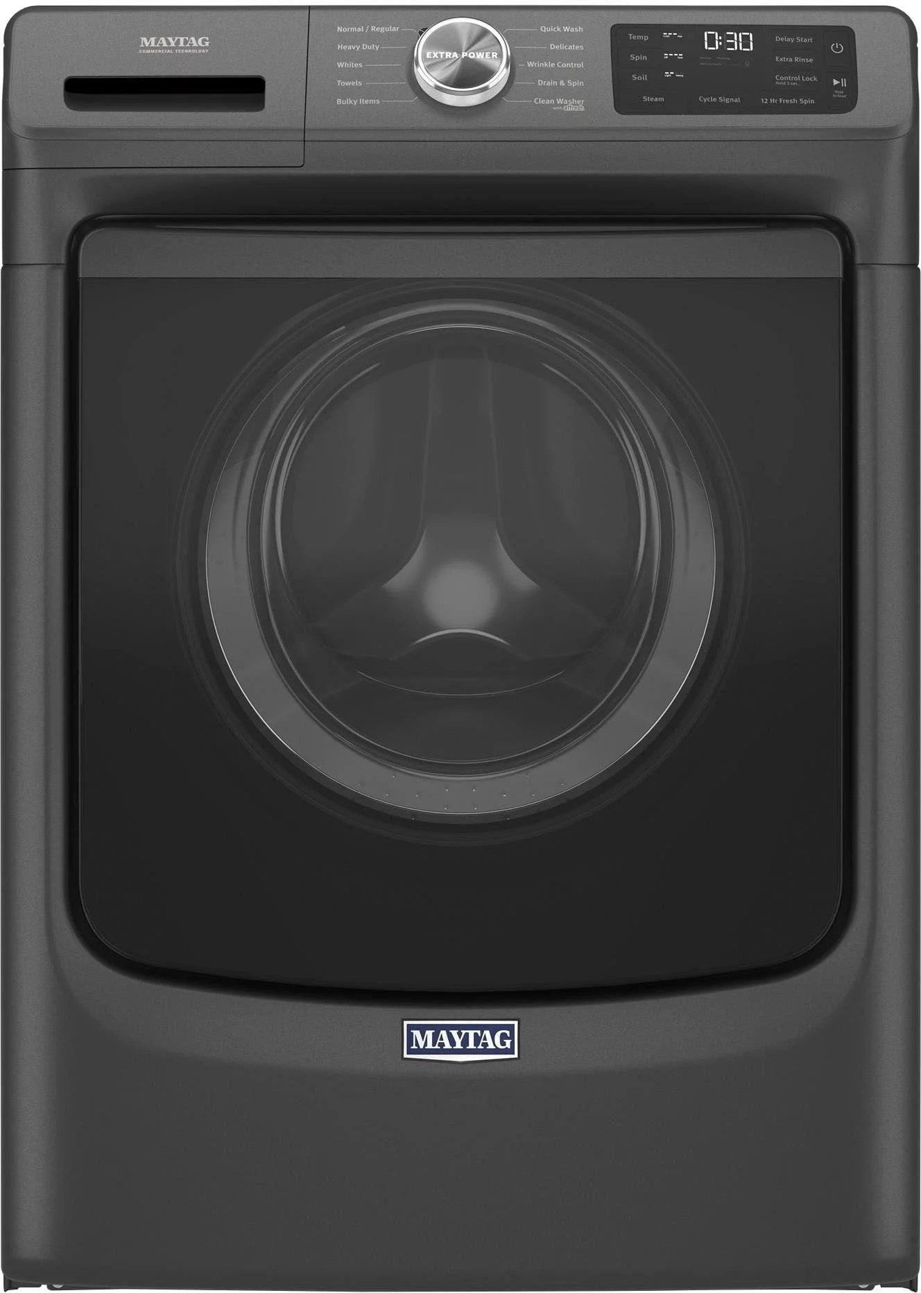 6512747_sd-1.jpg Maytag – 4.5 Cu. Ft. High Efficiency Stackable Front Load Washer with Steam and Extra Power Button – Volcano Black - Image 1