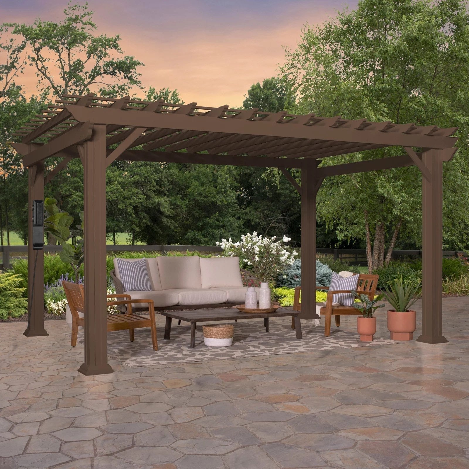 Ashford-14x10-1-scaled-1_de108943-a2a0-4f43-93d2-f7571ed8bff0.jpg 14×10 Ashford Traditional Steel Pergola With Sail Shade Soft Canopy - Image 1
